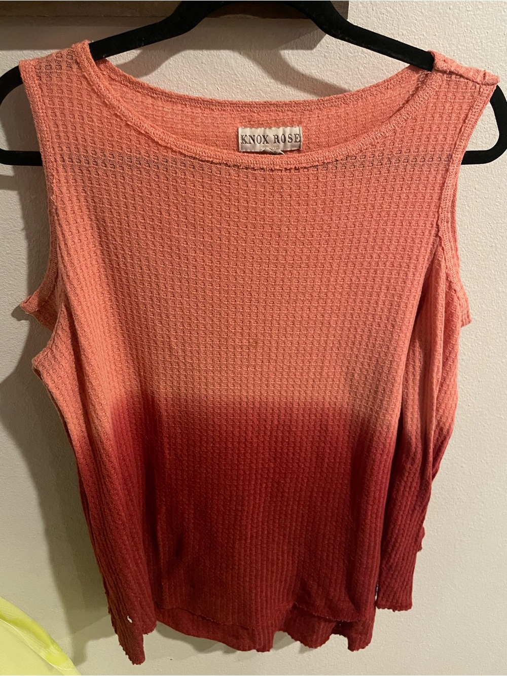 Knox Rose Coral to Deep Red Ombre Waffle-Knit Tank Size 1xl